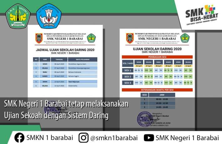 SMK NEGERI 1 BARABAI TETAP MELAKSANAKAN UJIAN SEKOLAH DENGAN SISTEM DARING
