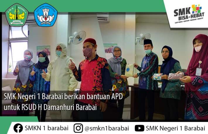 SMK Negeri 1 Barabai Berikan Bantuan APD untuk RSUD H Damanhuri Barabai